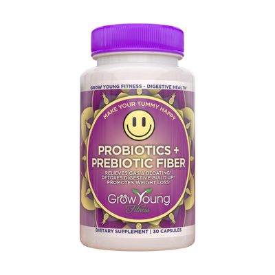 Grow Young Fitness Daily Probiotic Prebiotic Fiber Supplement, Supports Digestive Health (1 Pack, 30 Servings)