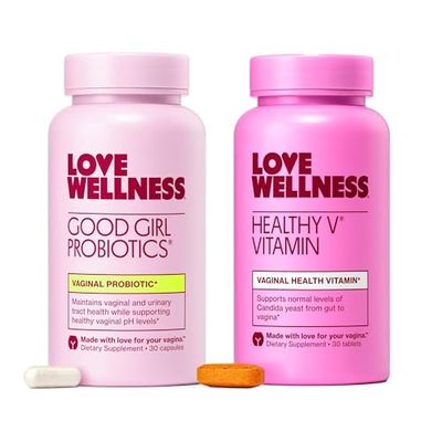 Love Wellness Good Girl Probiotics and Healthy V Vitamin Womens Wellness Duo Womens Probiotics Supplements for pH Balance and Vaginal Health
