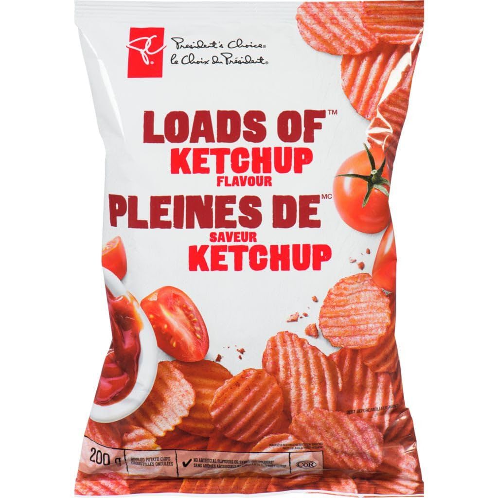 President&#39;s Choice Loads of Ketchup Chips [200g7.1 oz.] Imported from Canada