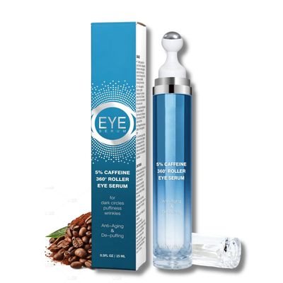 Caffeine Eye Cream for Dark Circles - Eye Serum for dark circles and puffiness - Caffeine Eye Serum - Dark Circles Under Eye Treatment - Eye Cream for Puffiness and Bags Under Eyes - 360 Massage Ball