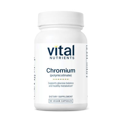 Vital Nutrients Chromium Polynicotinate 200mcg Chromium Supplements for Healthy Fat and Carbohydrate Metabolism Cholesterol Maintenance Supplement Gluten, Dairy, Soy Free Non-GMO 90 Capsules
