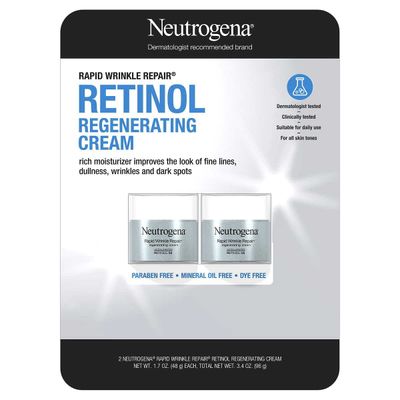 Neutrogena Rapid Wrinkle Repair Retinol Face Moisturizer, Daily Anti-Aging Cream with Hyaluronic Acid to Fight Fine Lines, Wrinkles, Dark Spots, 1.7 oz (pack of 2) 3.4 Ounce