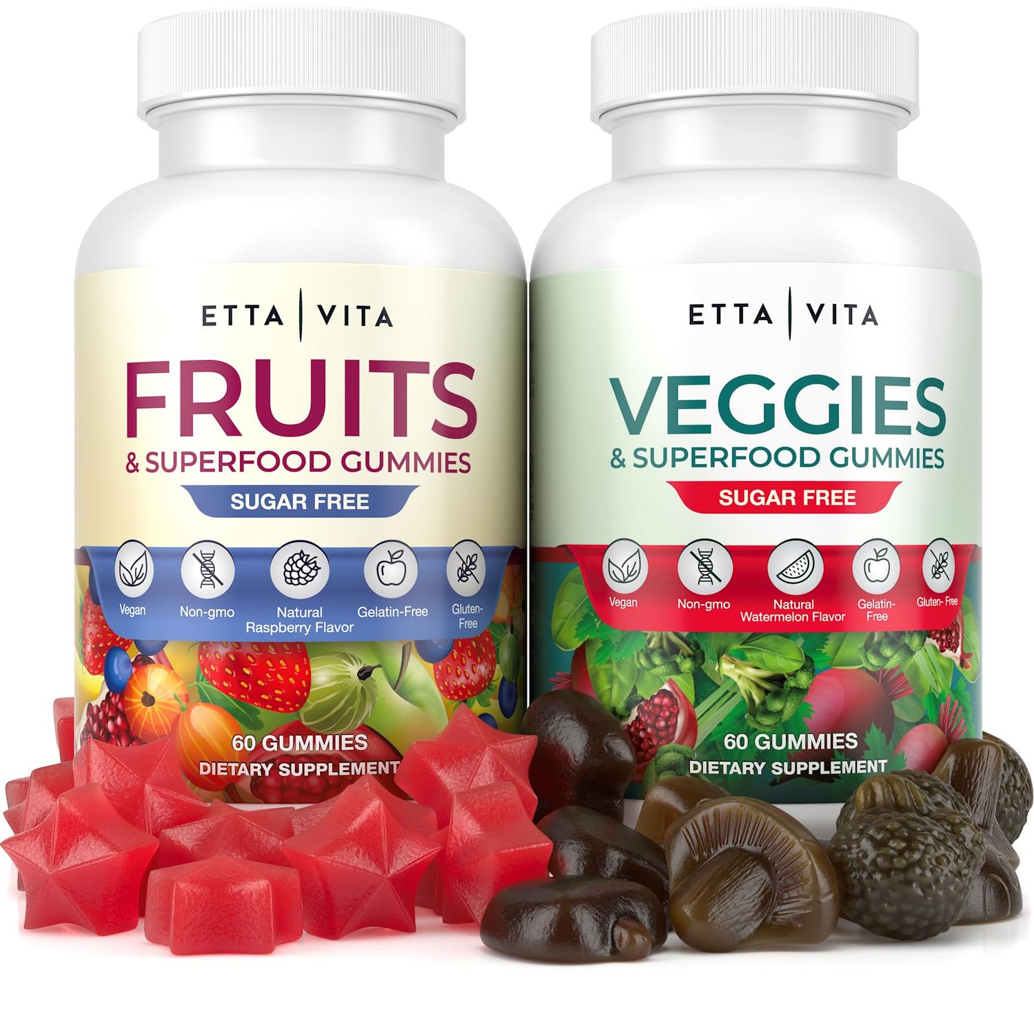 Everyday Debloat Detox Sugar-Free Fruits and Veggies Gummies - Energy Support with Superfood Fruit and Vegetable Supplement (120 Chews) Cruelty-Free, Vegan, Gluten-Free, Fruit and Vegetable Vitamin