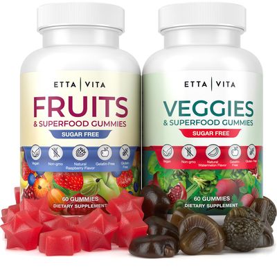 Everyday Debloat Detox Sugar-Free Fruits and Veggies Gummies - Energy Support with Superfood Fruit and Vegetable Supplement (120 Chews) Cruelty-Free, Vegan, Gluten-Free, Fruit and Vegetable Vitamin
