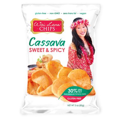 Cassava Chips - Sweet Spicy (6 Pack of 3 Ounce Individual Bags) - Gluten Free, Non-GMO, Vegan, Zero Trans Fats - Wai Lana