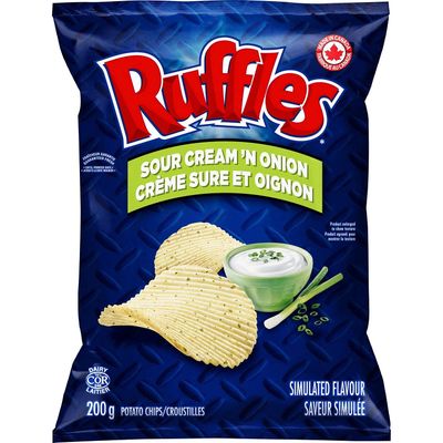 Ruffles Sour Cream &#39;n Onion Potato Chips (200g7.1 oz.) Imported from Canada
