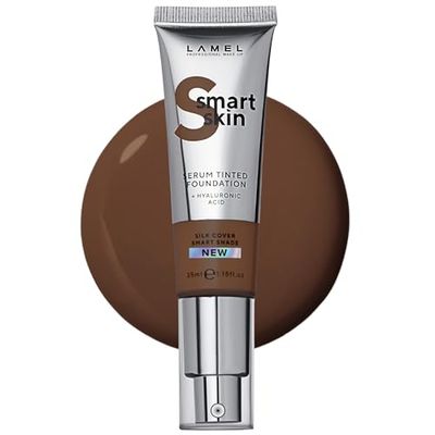 LAMEL Smartskin Serum Tinted Foundation - Hydrating Nourishing - Hypoallergenic Skin-Caring - Color Correcting - Anti-Aging Formula with Hyaluronic Acid, 412-1,18 fl.oz