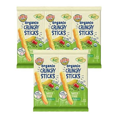 Earth&#39;s Best Organic Baby Food, Dissolvable Teething Snack for Babies 6 Months and Older, Garden Veggie Crunchy Sticks, .56 oz Pack (Pack of 5)