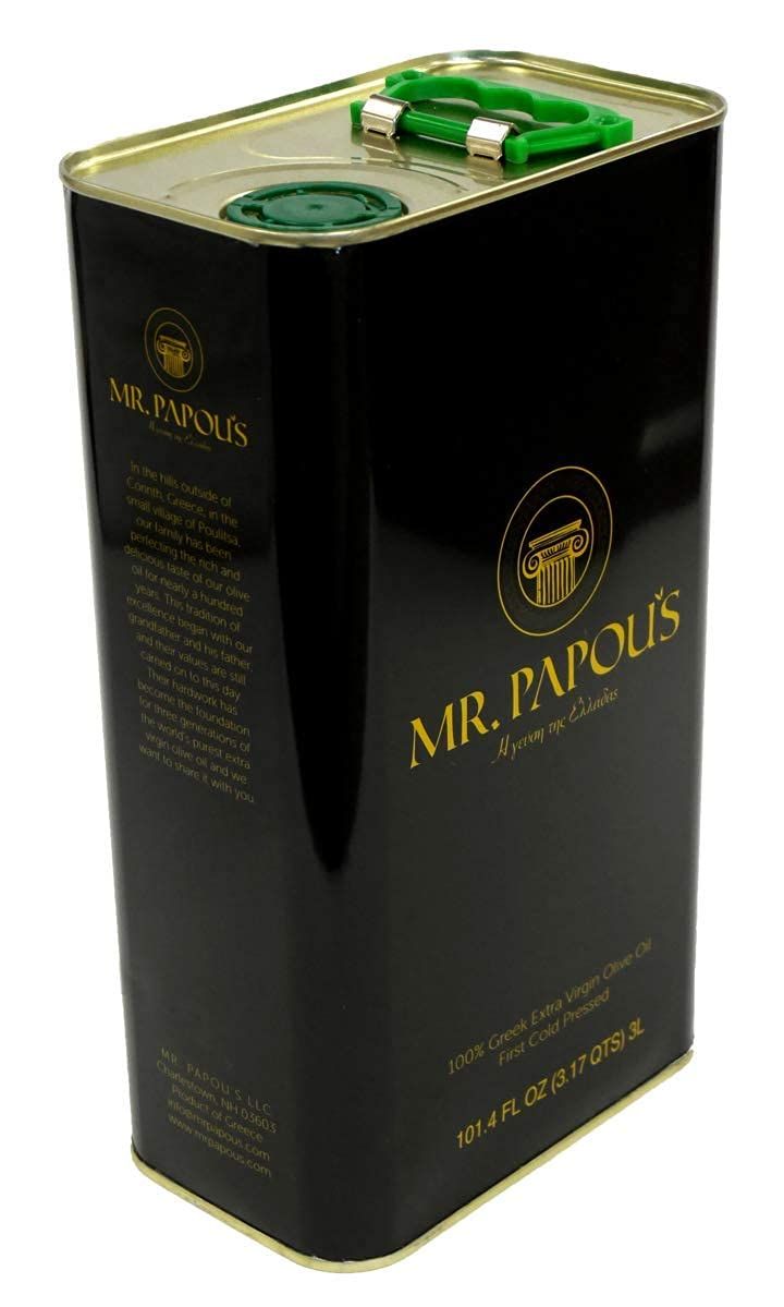 Mr. Papou&#39;s Extra Virgin Olive Oil First Cold Pressed Family Owned Harvested in Greece 3 Liter - 101.4 fl oz (3 Liter)