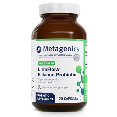 Metagenics UltraFlora Balance Probiotic - Daily Gut Health Supplement - Offers Digestive Immune System Support - Vegetarian, Non-GMO Gluten-Free - 120 Capsules