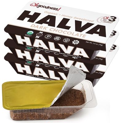 OhGoodness! Organic Honey Halva - 3 Pack - Only THREE Simple Ingredients, Melt-in-Mouth Snack Dessert, Honey Sweetened Treat Paleo Approved - (Honey - Dark Chocolate) 75g