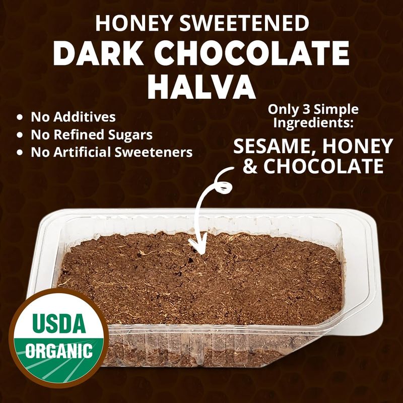 OhGoodness! Organic Honey Halva - 3 Pack - Only THREE Simple Ingredients, Melt-in-Mouth Snack Dessert, Honey Sweetened Treat Paleo Approved - (Honey - Dark Chocolate) 75g