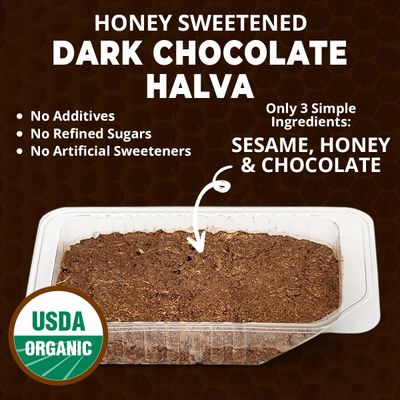 OhGoodness! Organic Honey Halva - 3 Pack - Only THREE Simple Ingredients, Melt-in-Mouth Snack Dessert, Honey Sweetened Treat Paleo Approved - (Honey - Dark Chocolate) 75g
