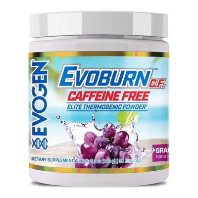 Evogen Evoburn Caffeine Free- Thermogenic Fat Burner for Men Women Energy Focus Advanced Metabolism Booster Fat Burner Formula with MitoBurn Caffeine Grape Blast 30 Servings