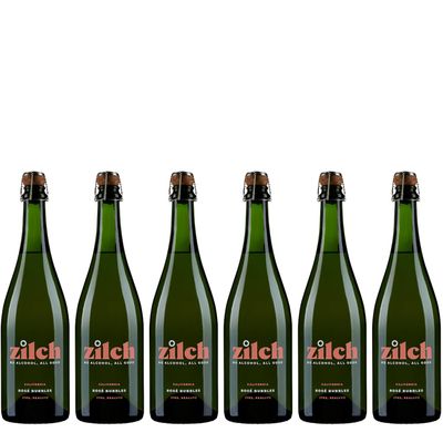 Zilch Alcohol-Free Ros Bubbles: Premium Non-Alcoholic California Sparkling Rose Wine 6 PACK