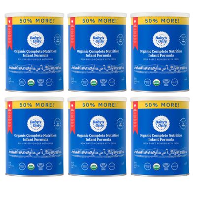 Baby&#39;s Only Organic Complete Nutrition Infant Formula, Milk Based Powder Modeled After Breast Milk, Organic Baby Formula with Iron, Vitamin D and Nutrients, Newborn to 12 Months Old, 31 oz, 6 Pack
