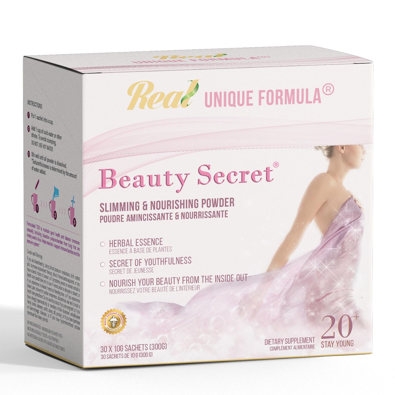 Unique Formula Beauty Secret Powder 20 30 Individual Stick Packs with Wild Canadian Chaga, Tamarind, Astaxanthin, Co Q10, Kale with Skin, Hair, Joint Metabolism Support