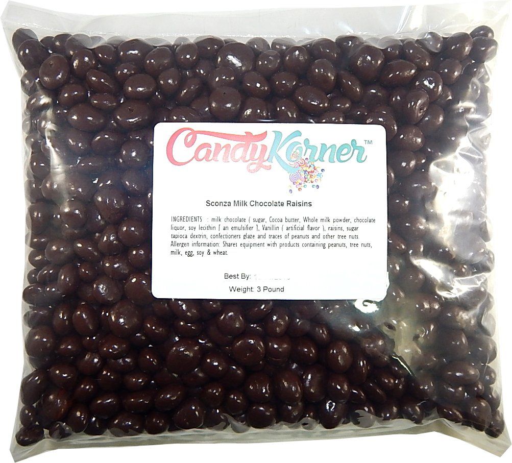 Sconza Milk Chocolate Covered Raisins 3 Pound (48 OZ)