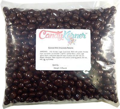 Sconza Milk Chocolate Covered Raisins 3 Pound (48 OZ)