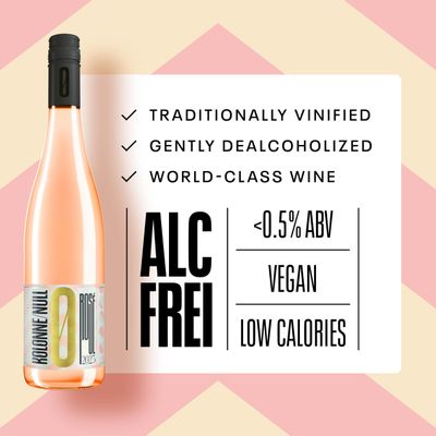 Kolonne Null Rose Dealcoholized Rose Wine From Germany Low Calorie, Low Sugar, 25.4 fl oz (750 ml)