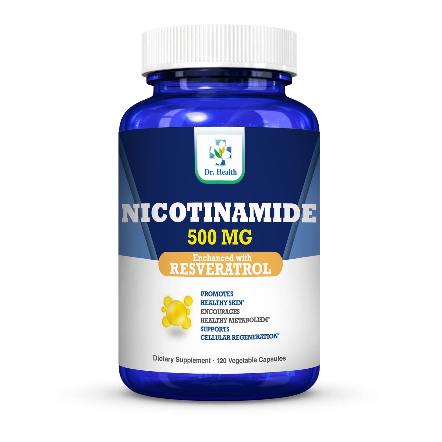 Nicotinamide 500mg Enhanced w. Resveratrol 100mg 120 Veggie Capsules Up to 4 Months Supply Vitamin B3 w. Antioxidant All Natural Dietary Supplement Support Cellular Health Energy Aging Gracefully