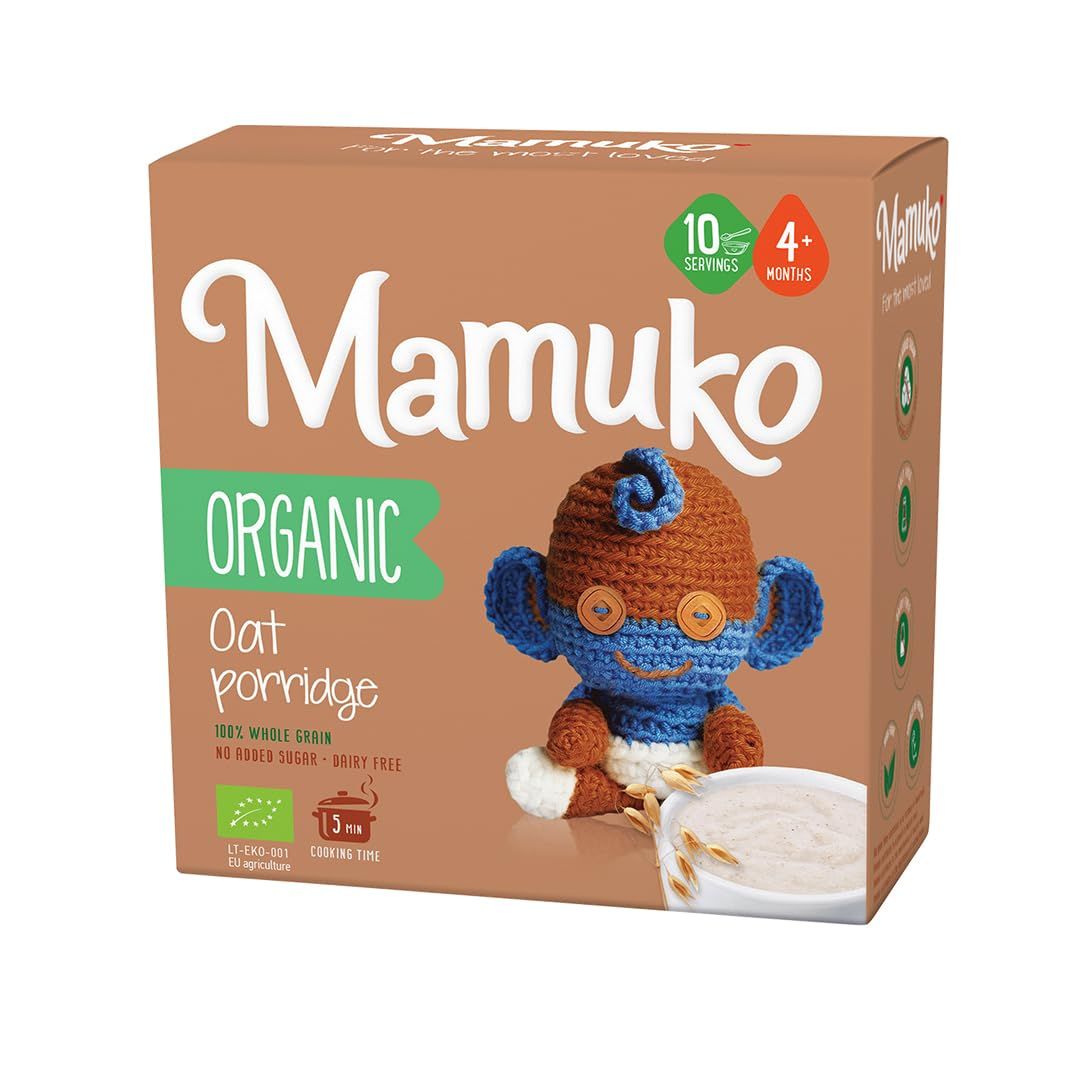 MAMUKO Baby Porridge - Healthy porridge with Oat Flavored High Fiber - GMO-Free Oatmeal for Infants 3-6 Months - Organic Oatmeal for Healthy Growth Development - 200g 10 Servings