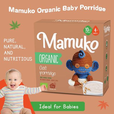 MAMUKO Baby Porridge - Healthy porridge with Oat Flavored High Fiber - GMO-Free Oatmeal for Infants 3-6 Months - Organic Oatmeal for Healthy Growth Development - 200g 10 Servings