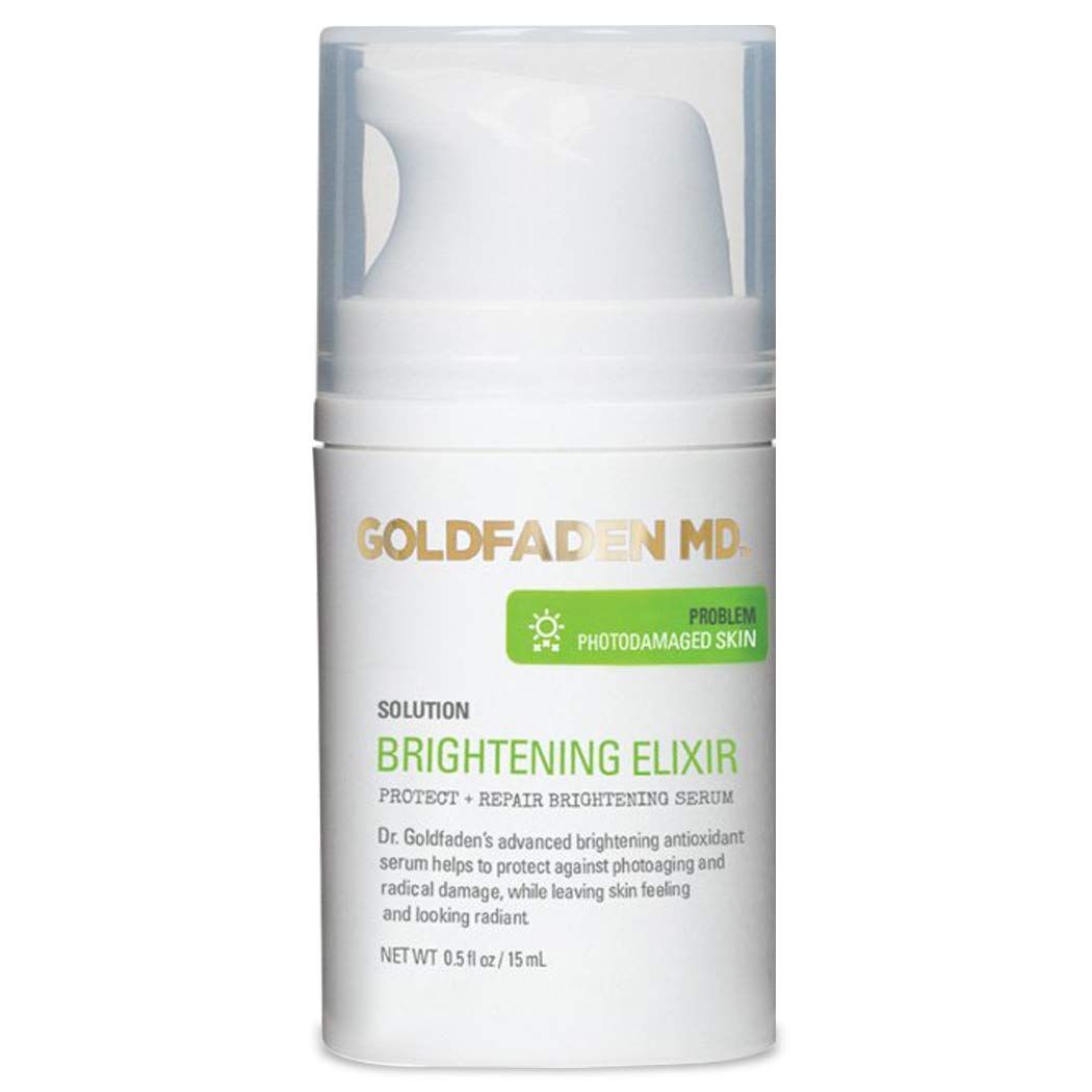 GOLDFADEN MD Brightening Elixir Serum wVitamin C, Ferulic Acid, Vitamin B Vitamin E Helps Aid Against The Appearance Of Photoaging Leaves Skin Feeling Hydrated Looking Radiant .5 fl oz
