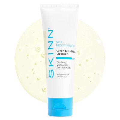 SKINN Daily Morning Face Wash, Green Tea Mint Cleanser, 4oz - Gentle Exfoliating Facial Cleanser for All Skin Types - Formulated with Antioxidant Botanical Oils Salicylic Acid