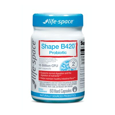 Life-Space Shape B420 Probiotics, Clinically Studied Strains, Supplement for Women and Men, Supports Digestive Health and Metabolic Rate, 2-Month Serving - 60 Vegetarian Capsules