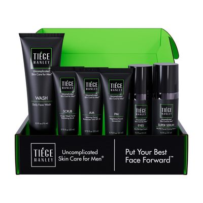 Tiege Hanley Men s Skin Care Set, Anti-Aging Routine (System Level 3) - Face Wash, Scrub, Moisturizer, Eye Cream Serum for Wrinkle Defense, Firm Skin Long-Term Anti-Aging Protection