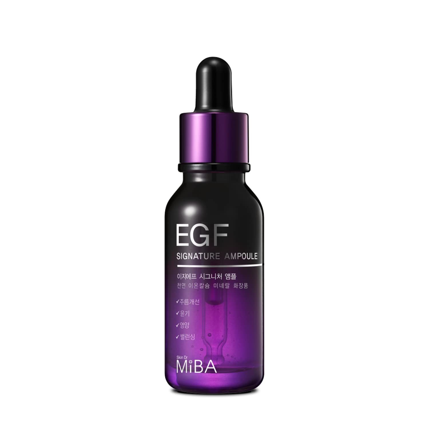 MIBA EGF Signature Ampoule 20ml 0.68 fl.oz Skin apex that wakes up with one drop, EGF peptides, Night Serum, Watery, Light Texture