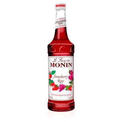 Monin - Strawberry Rose Syrup, Strawberry Rose Flavoring, Strawberry Rose Flavored Syrup, Coffee Flavoring, Natural Flavoring, Great for Lattes, Teas, Lemonades, Cocktails, More (750 ml)