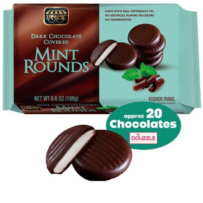 DOUzzle Mothers Day Chocolate Gift Box - Dark Chocolate Covered Mint Rounds - After Dinner Peppermint Patties (6.6 OZ - Pack of 1) 55 Cocoa, Real Peppermint Oil, No Artificial Flavors - Kosher Parve