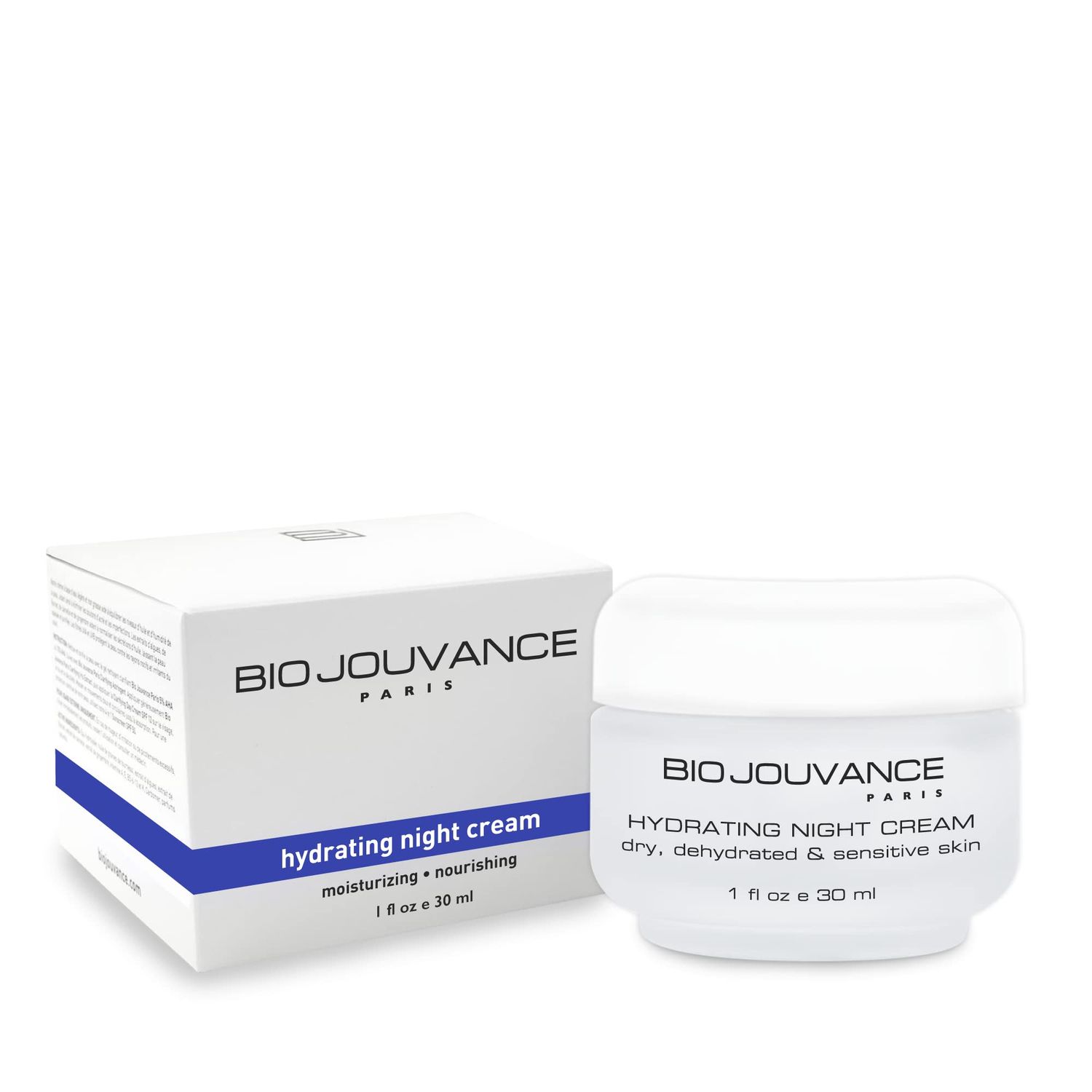 BIO JOUVANCE PARIS - Hydrating Night Cream 1oz 30ml - For NormalDrySensitive Skin Anti Aging Face Moisturizer Hydrating Lotion Daily Facial Skin Care Treatment Regimen Made in France