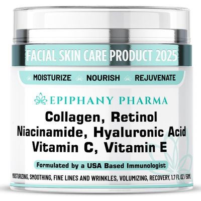 Epiphany Pharma Max Concentrated Retinol Collagen Anti Aging Face Cream - Get Smoother Tighter Skin with Hyaluronic Acid, Niacinamide, and Vitamins C E, For Women Men - 1.7 FL Oz50 ML