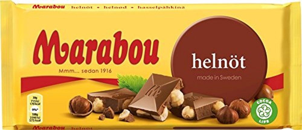 Marabou Heln t Mjolkchoklad - Whole Nuts - Original - Swedish - Milk Chocolate - Bar 200g