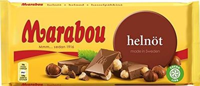 Marabou Heln t Mjolkchoklad - Whole Nuts - Original - Swedish - Milk Chocolate - Bar 200g