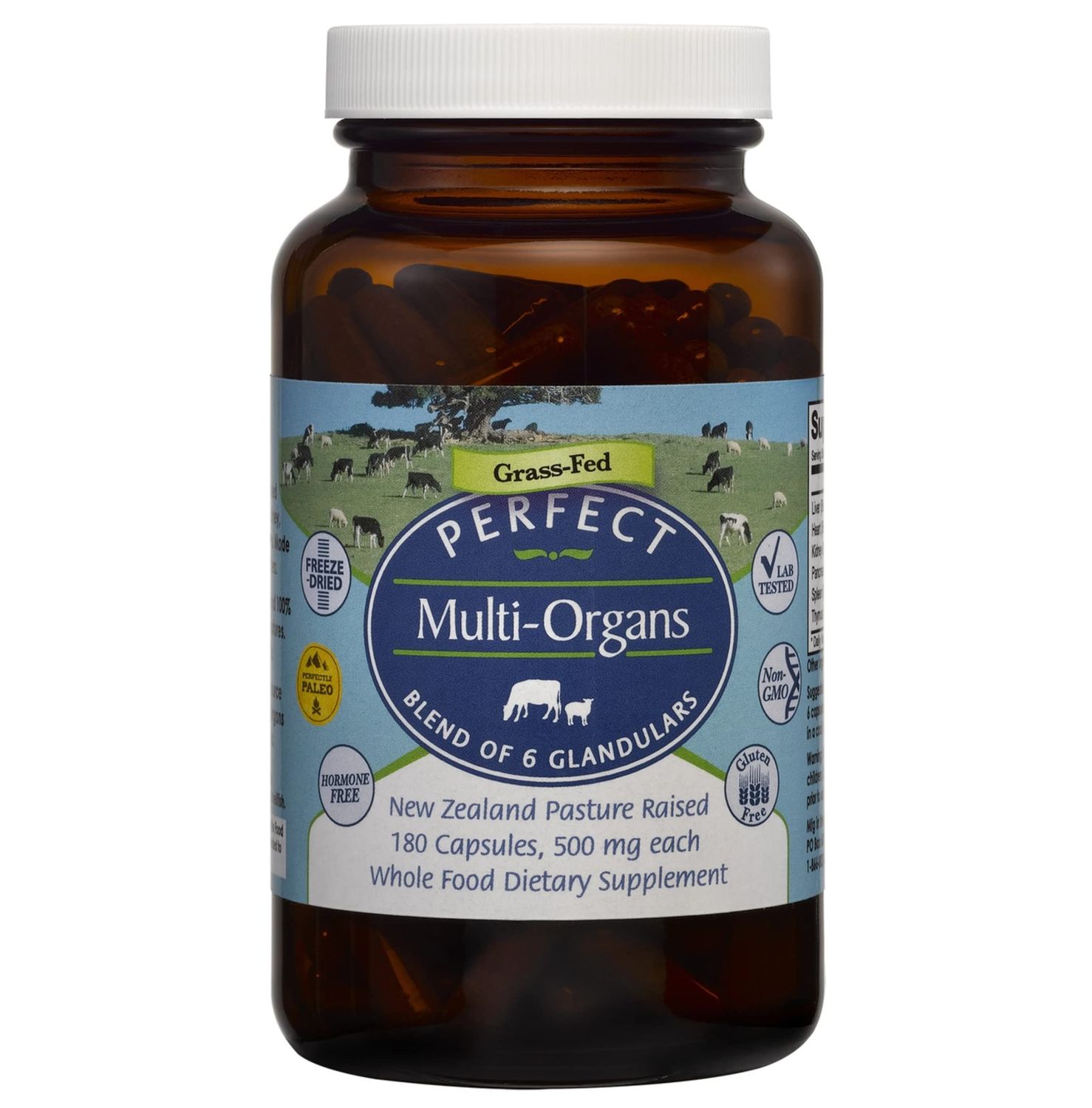 Perfect Supplements - Perfect Multi-Organs - 180 Capsules - A Blend of 6 Synergistic Glandulars - 100 Freeze Dried Hormone Free - New Zealand Pasture Raised