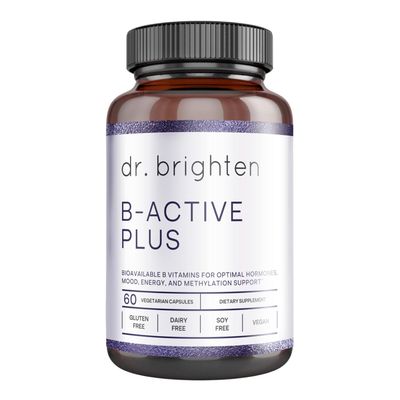 Dr. Brighten B-Active Plus - Vegan B Vitamin Supplement for Energy, Metabolism, Heart Health, Improved Memory - 60 Capsules