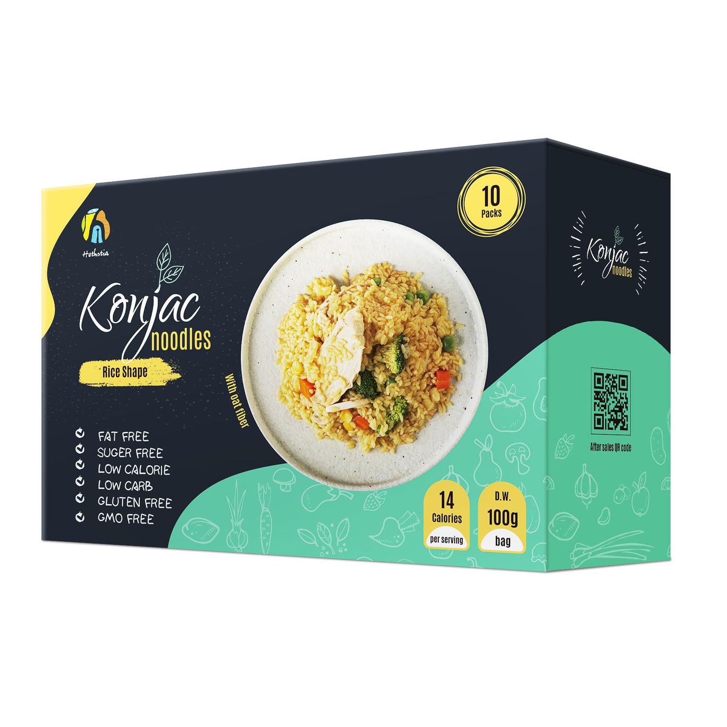 Hethstia Konjac Rice, 10 Packs Shirataki Rice, Vegan, Low Calorie Food, Gluten Free, Fat Free, Keto Friendly, Low Carbs, Holiday Gifts, Healthy Diet (Oat Flavor, 56.5 oz)