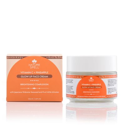 Nature Spell Vitamin C Face Cream Moisturiser 100 ml - Brightening Face Cream - Infused with Japanese Wakame Seaweed- Targets Dark Spots - Suitable for All Skin Types - 100 Vegan - Made in the UK