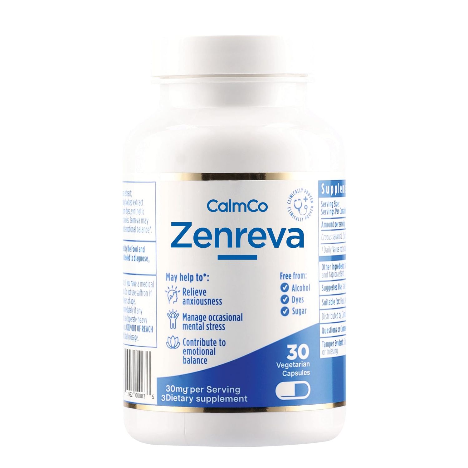 Zenreva, Pure Saffron Extract Capsules - Boost Mood, Improve Focus, Reduce Anxiety, Support Emotional Balance Sleep, Metabolism Booster, Non-GMO Vegan Capsules, 30 Count