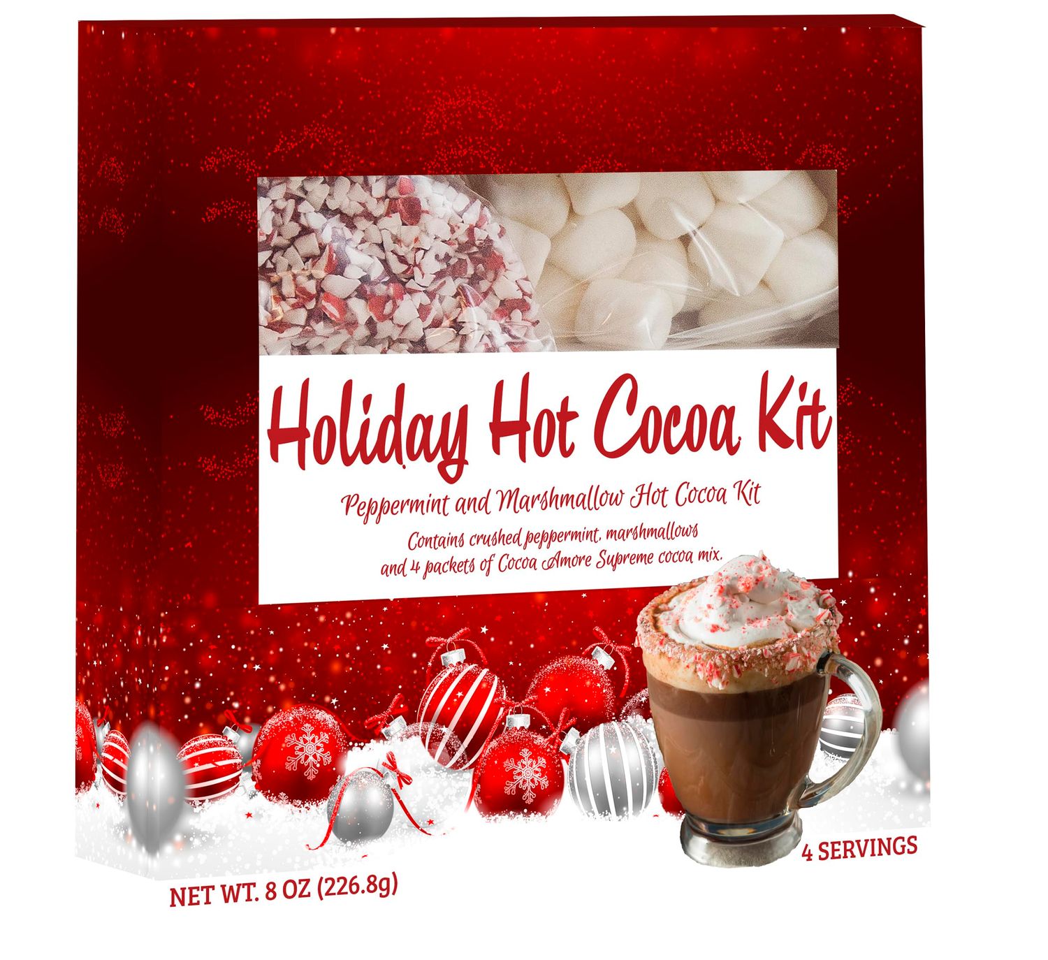 Hot Chocolate Gift Set For Christmas Hot Cocoa Snowman Gift Kit Set with Marshmallows and Peppermint Candy Cane Pieces