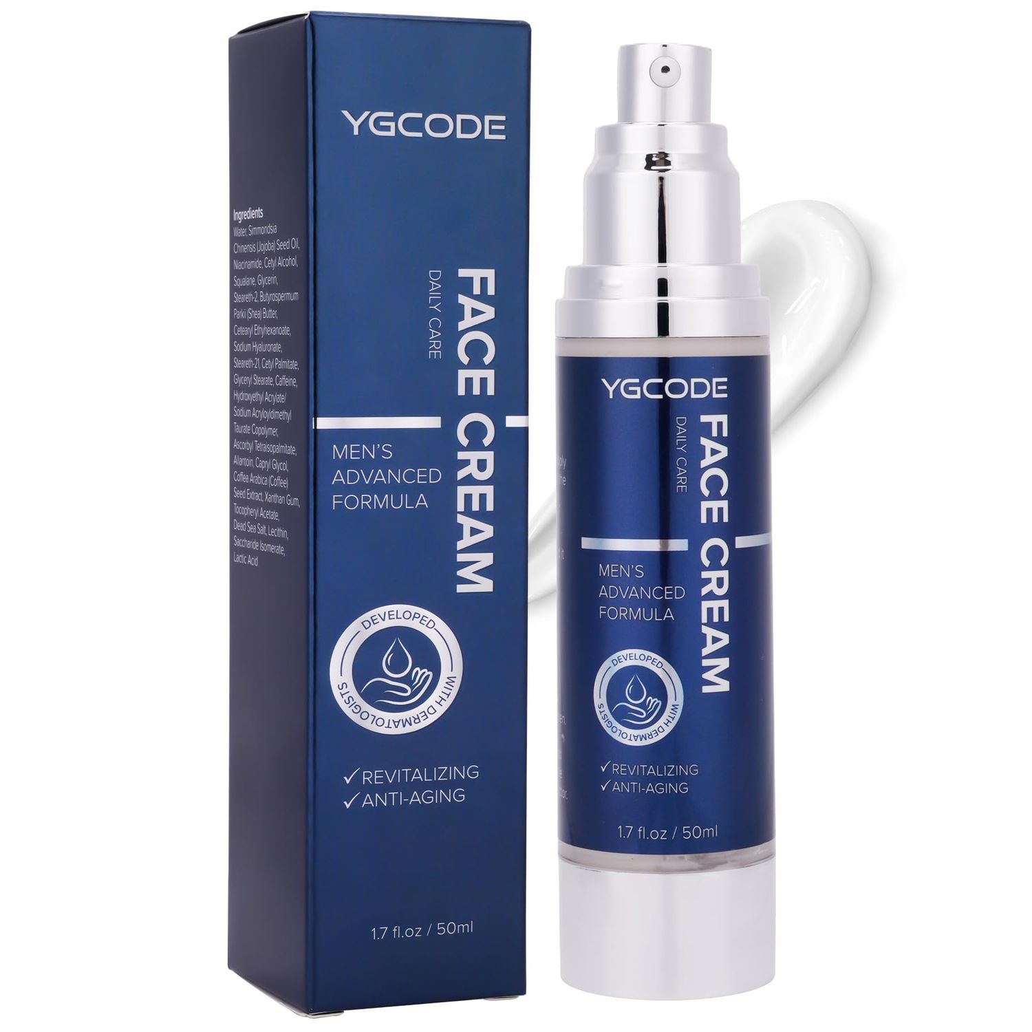 YGCODE 6 in 1 Mens Face Moisturizer: Face Cream for Men - Eye Bags Treatment Face Lotion, Mens Anti Aging Face Cream, After Shave Lotion for Men 50ml
