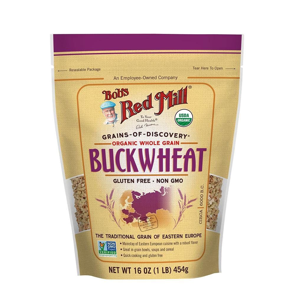 Bob&#39;s Red Mill Organic Whole Grain Raw Buckwheat Groats, 16 oz, 2 pk