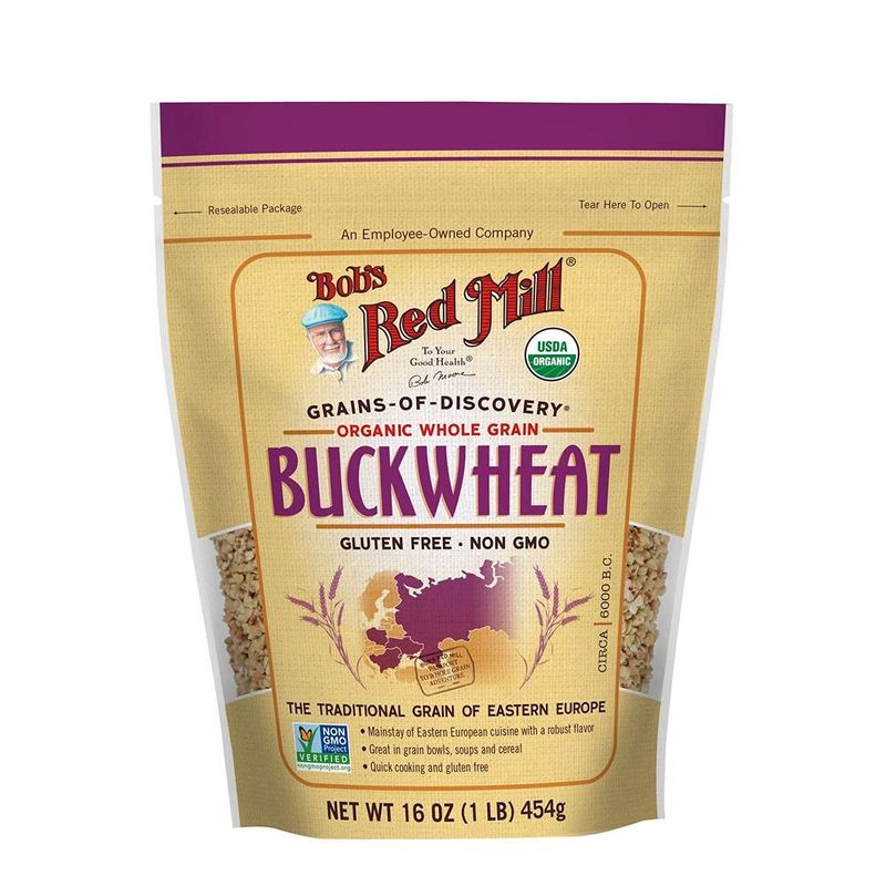 Bob&#39;s Red Mill Organic Whole Grain Raw Buckwheat Groats, 16 oz, 2 pk