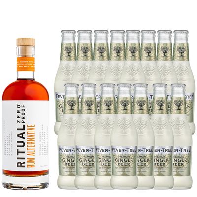 Ritual Zero Non-Alcoholic Rum Alternative with 15 Pack of Fever Tree Ginger Beer for your favorite Alcohol-Free Mixed Drink