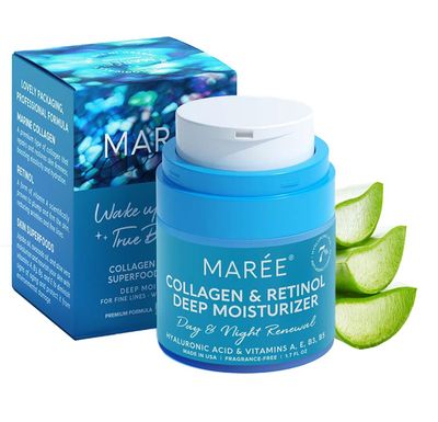Maree Collagen Cream - Anti-Aging Moisturizer with Hyaluronic Acid and Retinol, Unscented, 1.7 oz