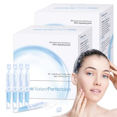 3 Hyaluronic Acid Serum Ultra-Hydrating Vials, 60pcs Hyaluronic Acid Tubes, Wake Nature Perfection, Hyaluronic Serum for Face, Ultra Hydrating Essence with Collagen Hyaluronic